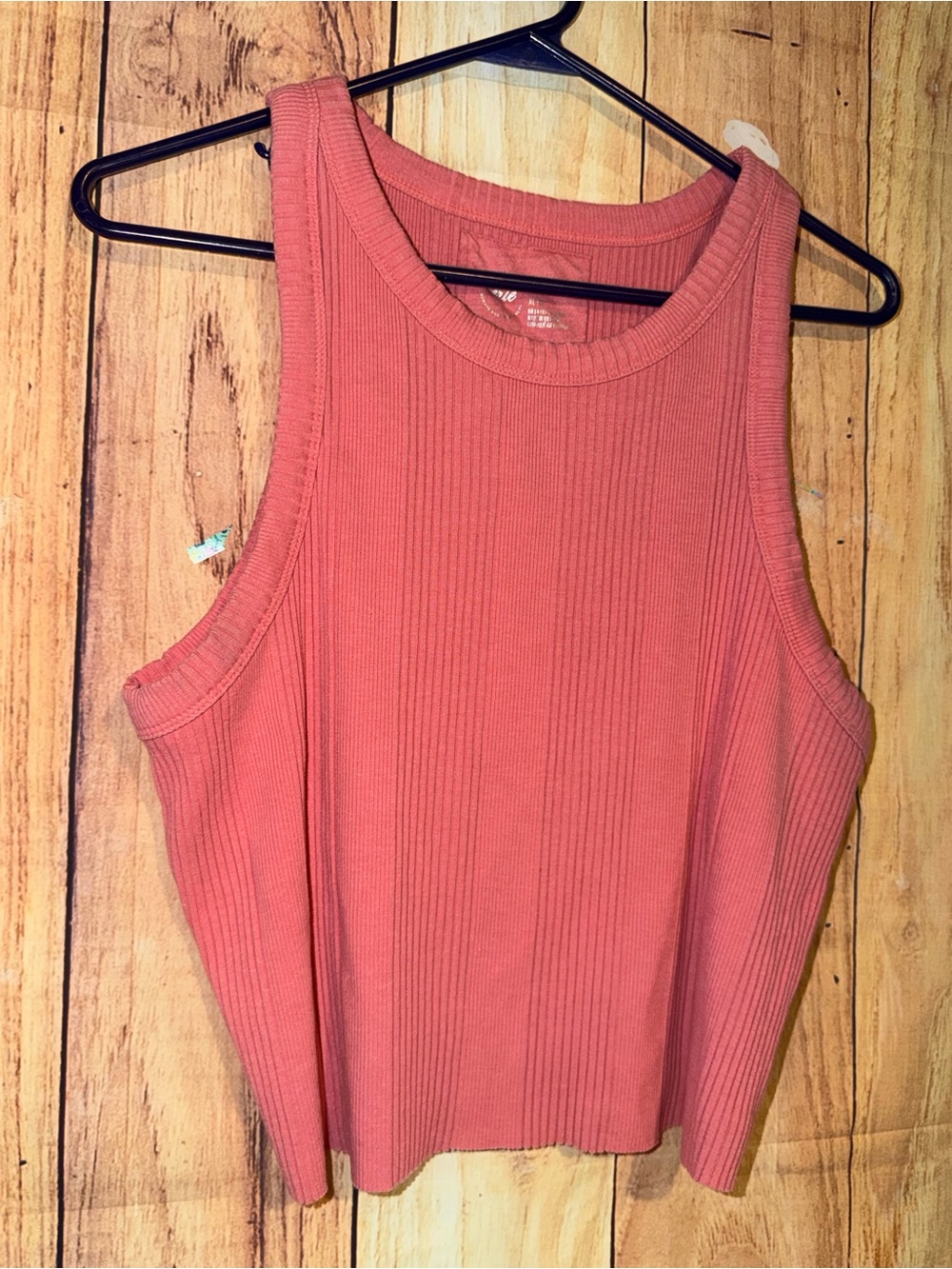 Aerie Size XL Ribbed Cropped Tank Top  Coral Pink Stretchy